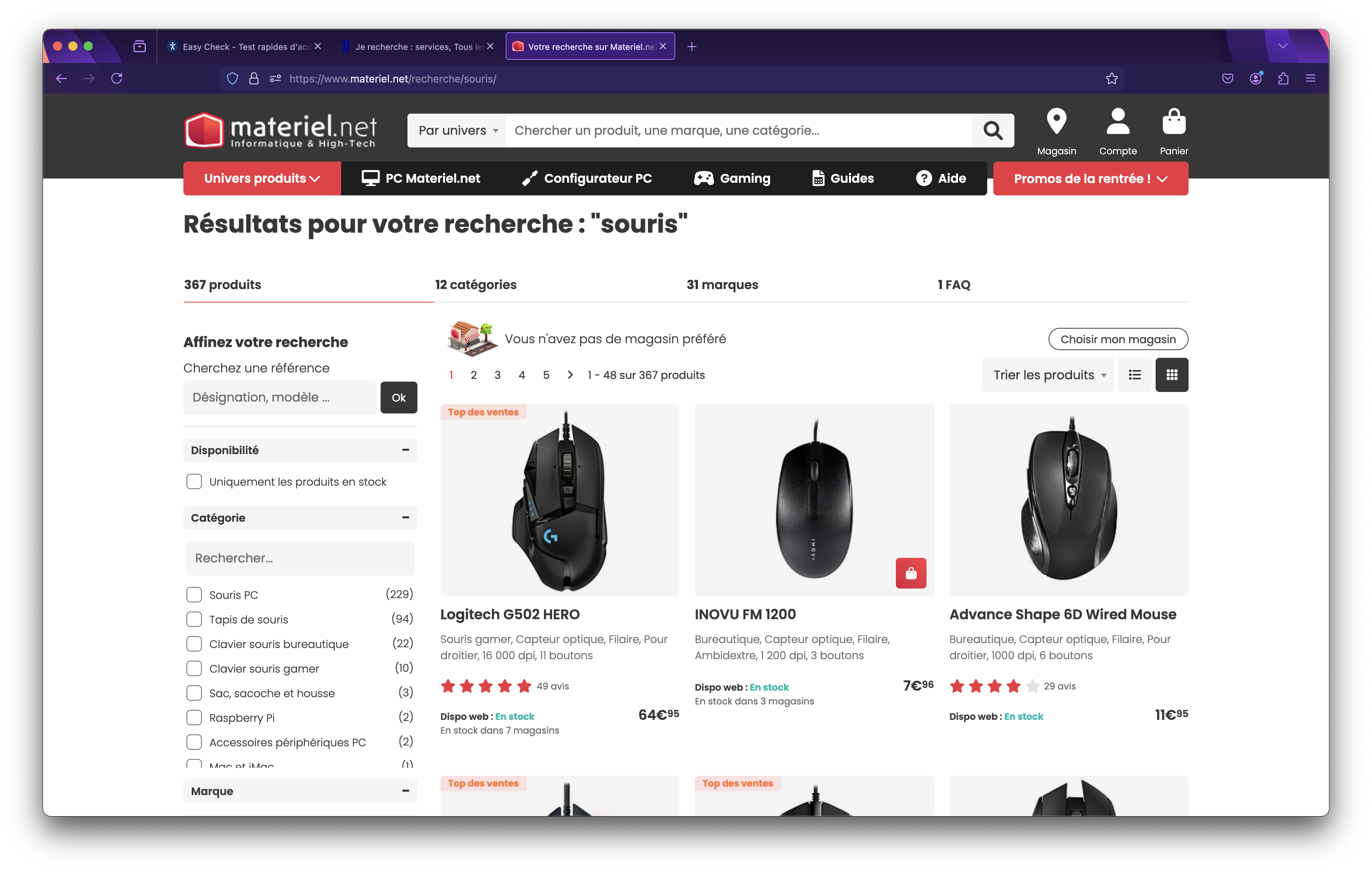 Critère 1 - exercice 4 - Ecran Matériel.net