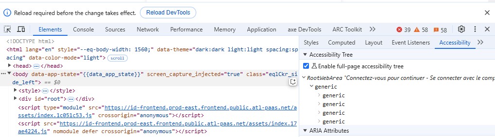 Cliquer sur 'Reload DevTools'
